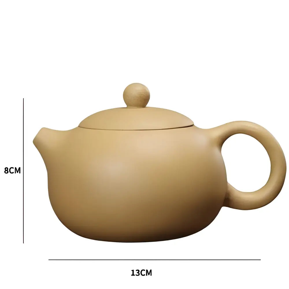 Two Yixing clay teapots classic and stamped size comparison