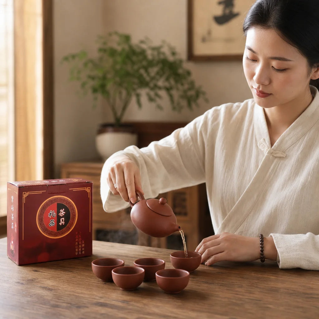 Zisha Gongfu Tea Set, 5 Pieces en situation