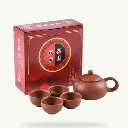 Zisha Gongfu Tea Set, 5 Pieces, product photo on a plain background